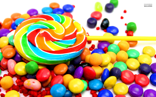 dieting with tootsie pops and buble gum colorful-candysm
